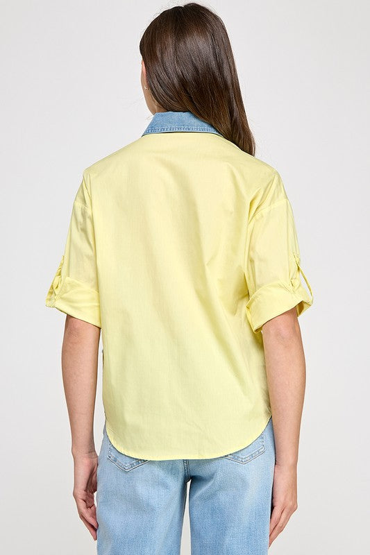 Yellow Patch Denim Shirt