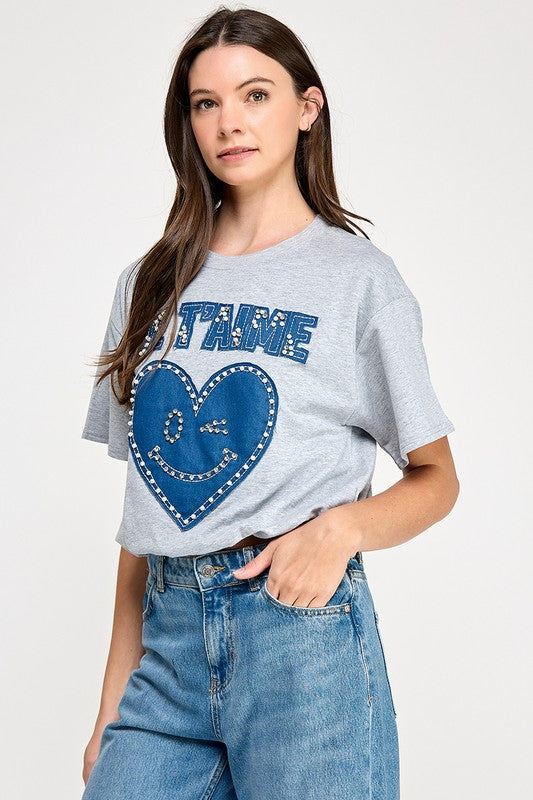 Grey Je T’aime (Te Amo en francés) T- Shirt