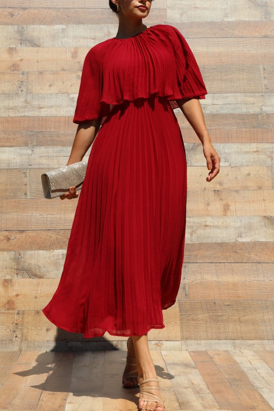 Red Cape Midi Dress