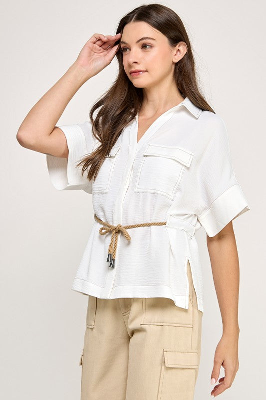 White Button Down Top