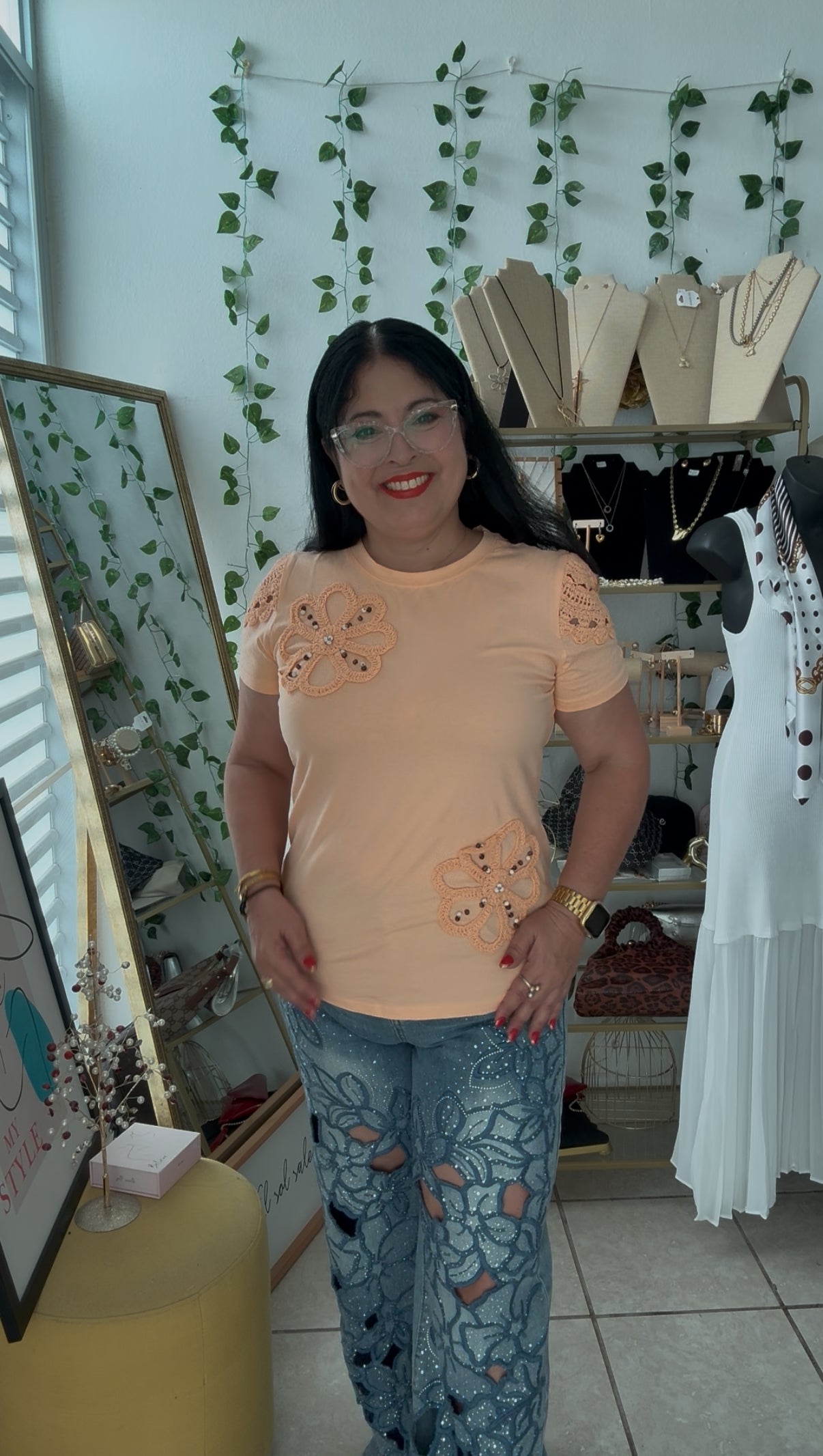 Orange Embroidery T-Shirt