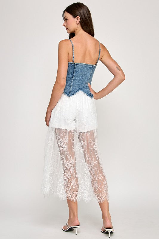 White Lace Zippered Top