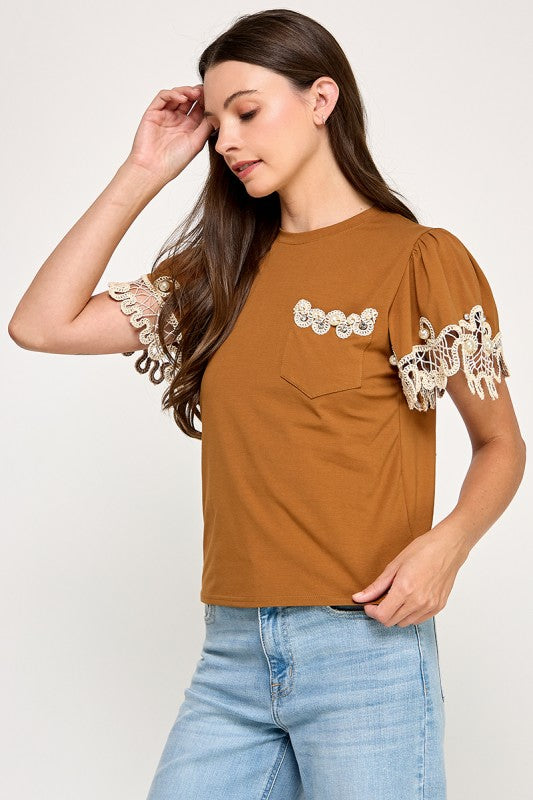 Brown Lace T-Shirt