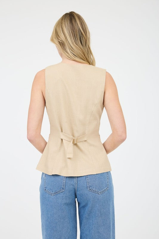 (Corre peq, leer abajo) Khaki Long Lines Vest