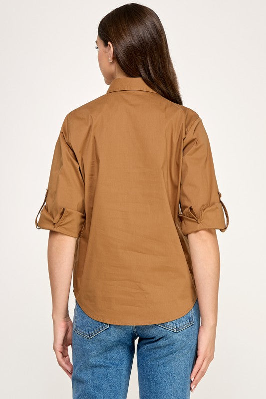 Taupe Big Bottons Shirt
