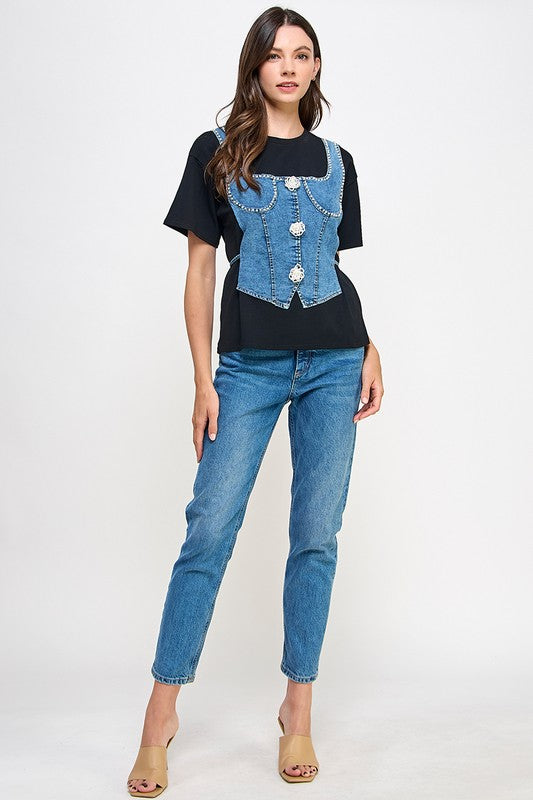Color Block Corset T-Shirt