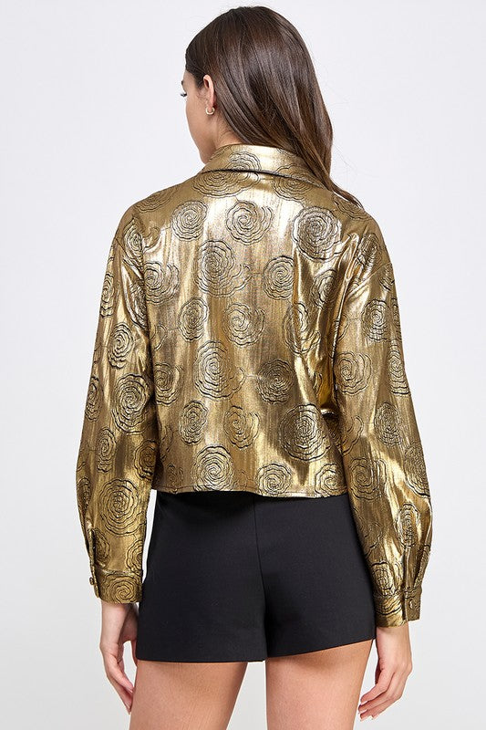 Gold Long Sleeve Button Down Shirt