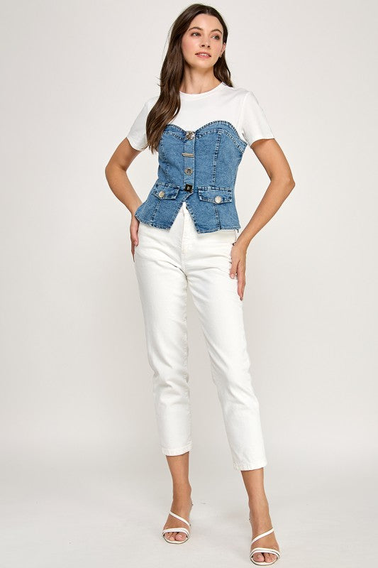 White Corset T-Shirt (corre peq)