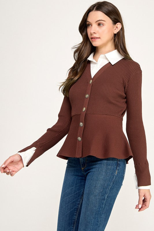 Pre-order Dic 3 Brown Long Sleeve Knit Shirt