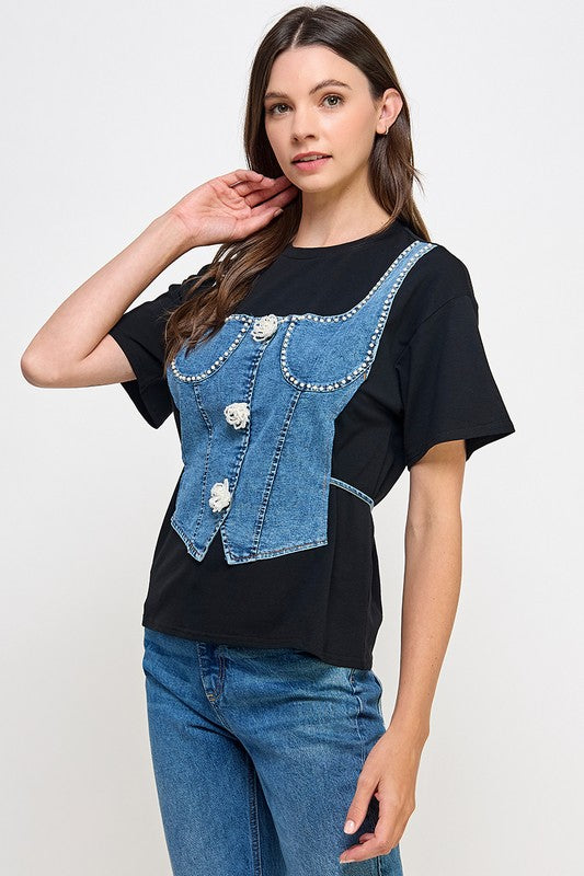 Color Block Corset T-Shirt