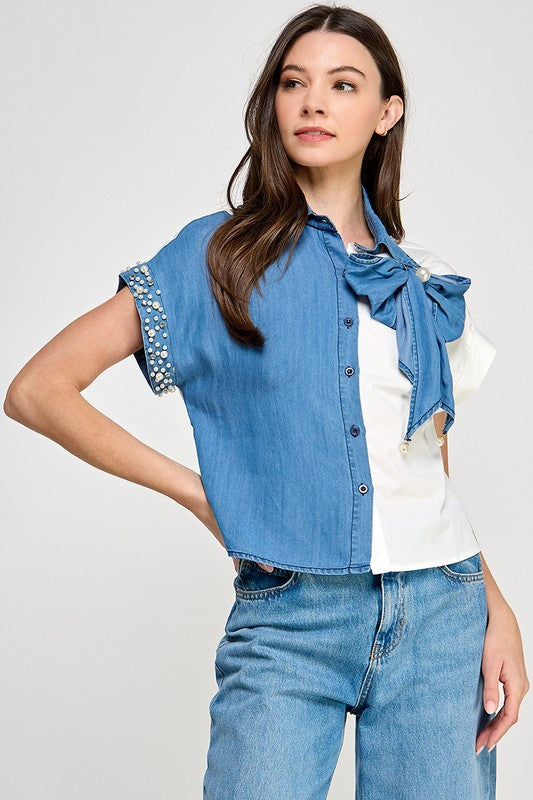 Denim Color Block Shirt