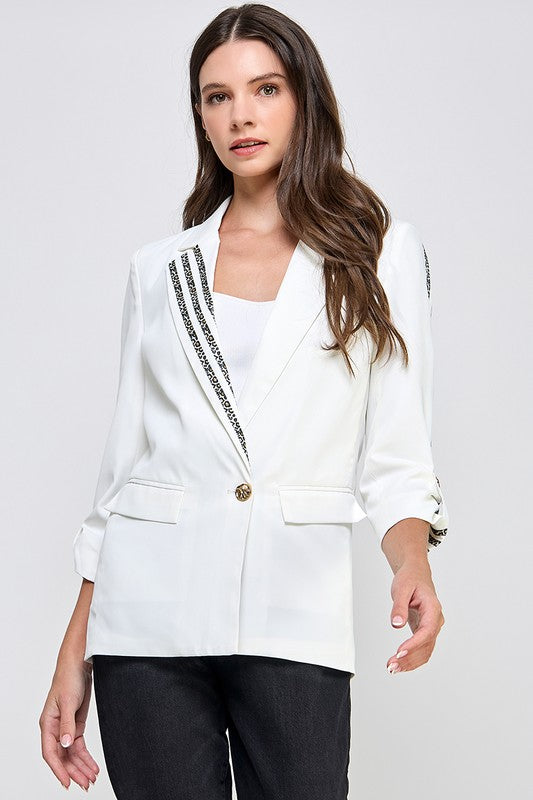 White One Button Blazer