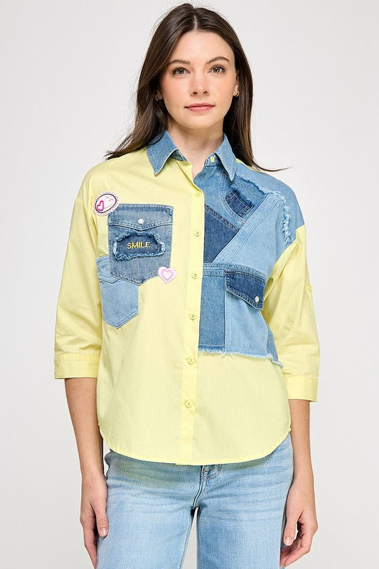 Yellow Patch Denim Shirt