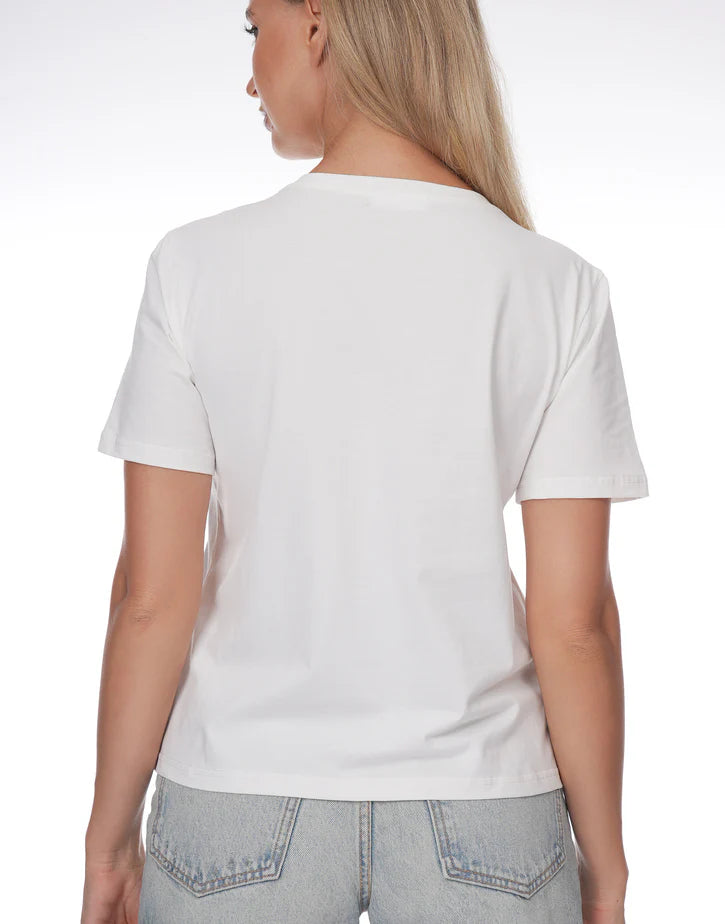 White Shirt with Animal Print Flower