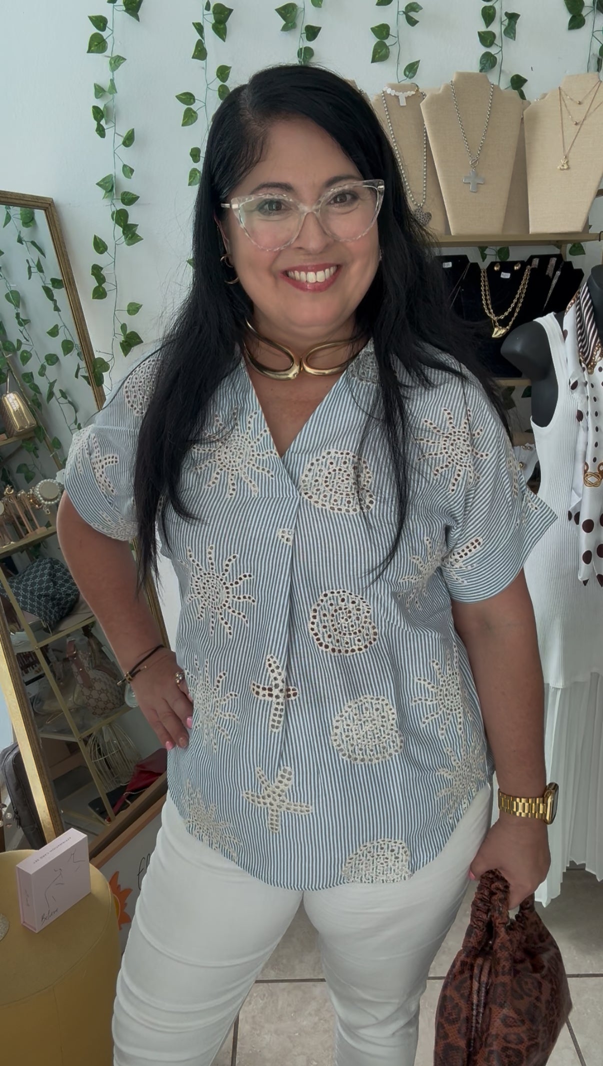 Blue Embroidery Under the Sea Shirt