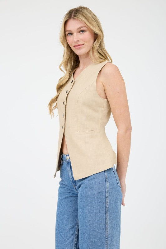 (Corre peq, leer abajo) Khaki Long Lines Vest