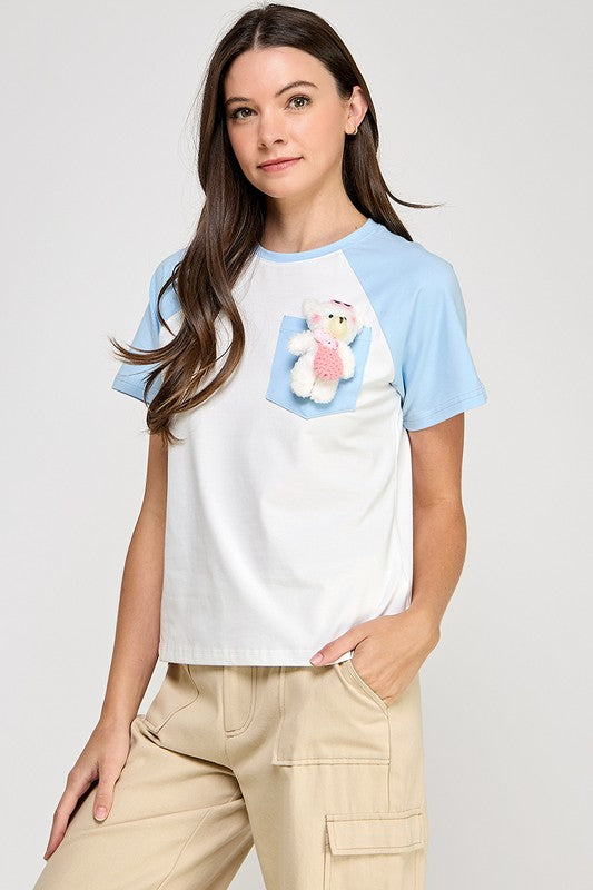 Blue Attachable Pin Doll T-Shirt