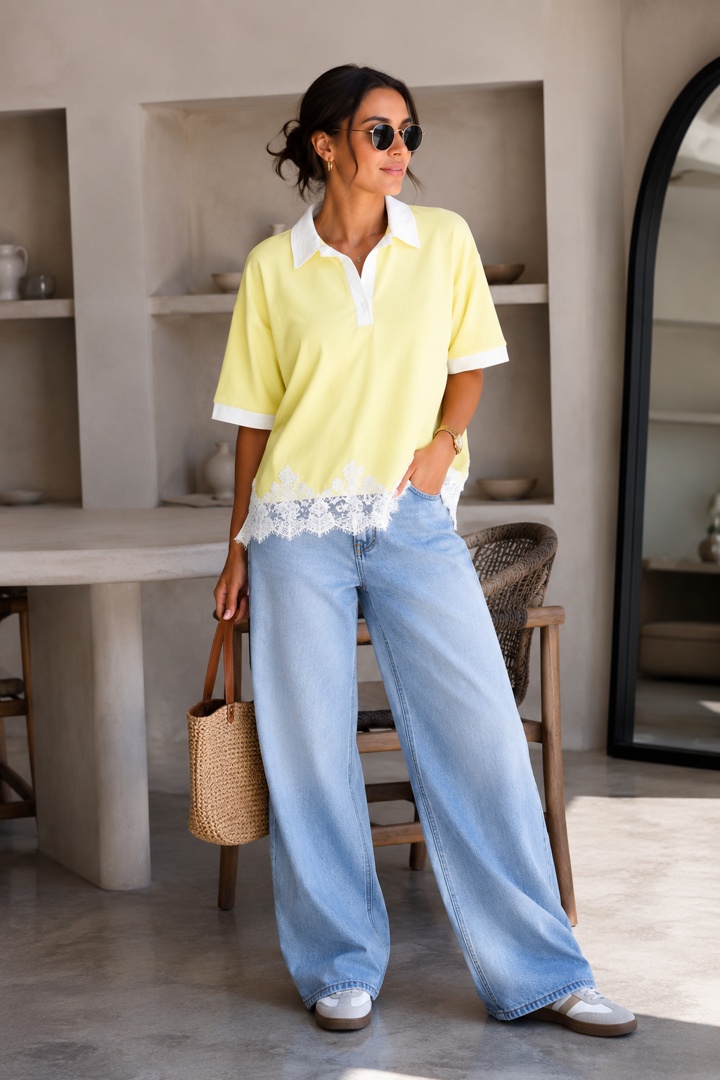 Yellow Over Size Polo Shirt
