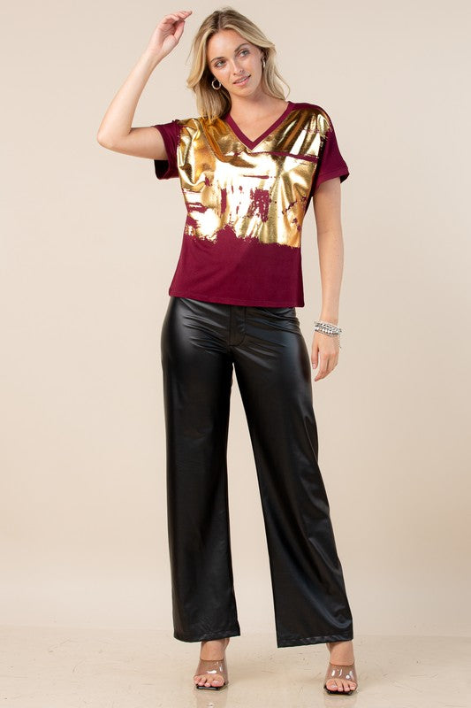Burgundy Foil T- Shirt
