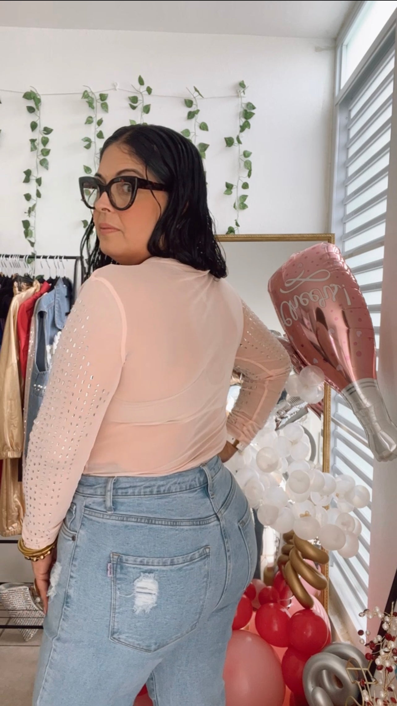 Mesh Rhinestone Top