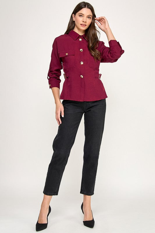 Burgundy Button Down Shirt
