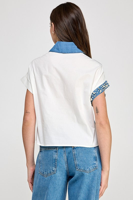Denim Color Block Shirt