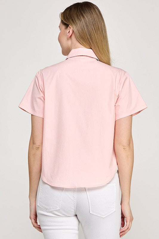 Pre-order March 10 Tie Pink Graphic Patch Shirt