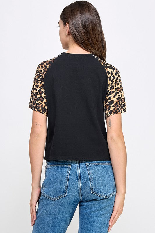 Black Leopard & Cherry T-Shirt