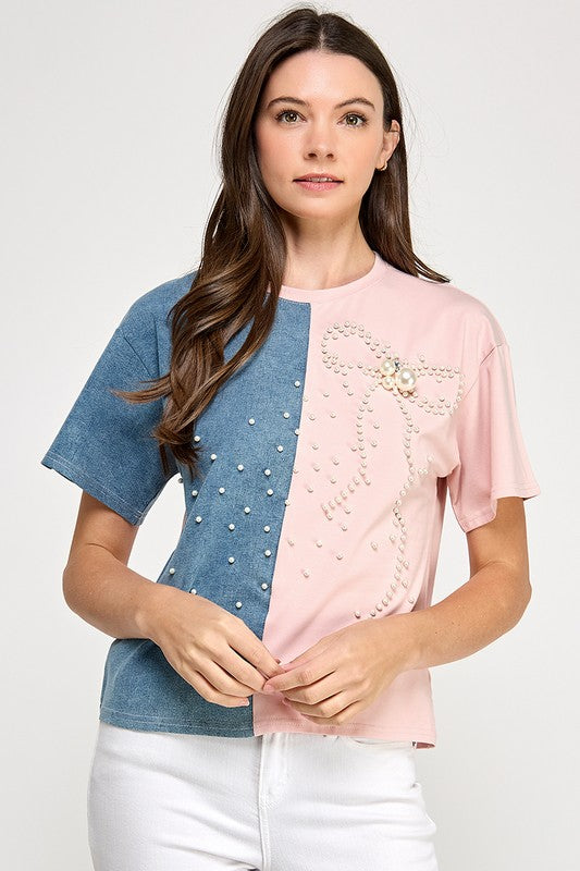 Pink Pearls Bow T-Shirt