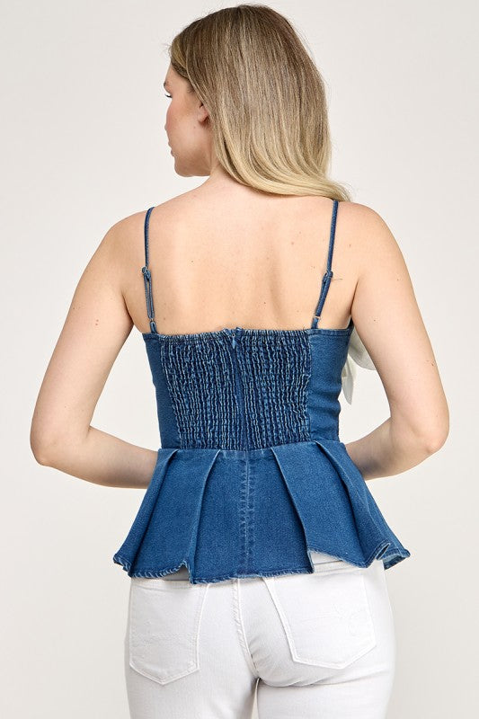Denim Flower Peplum