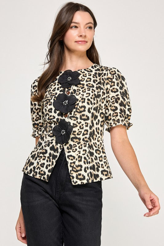 Big Flower Leopard Vest