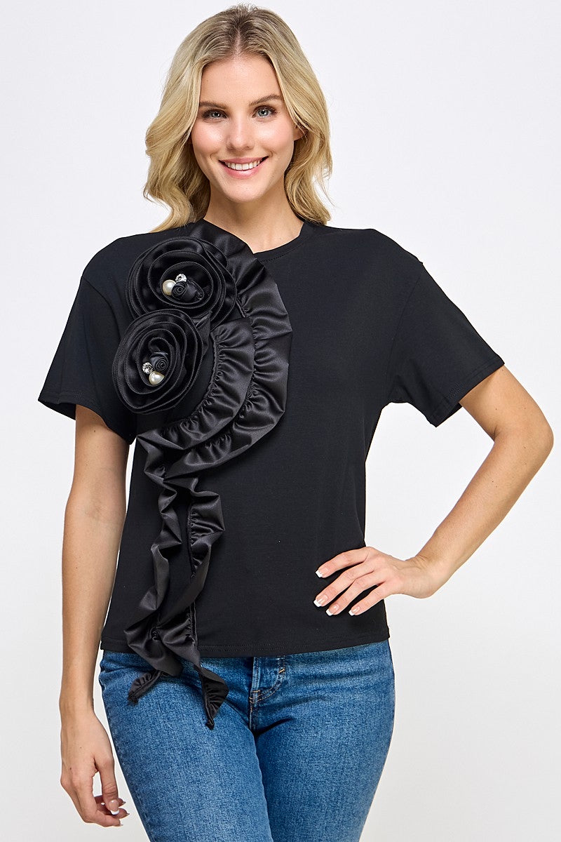 Ruffle Detail T Shirt