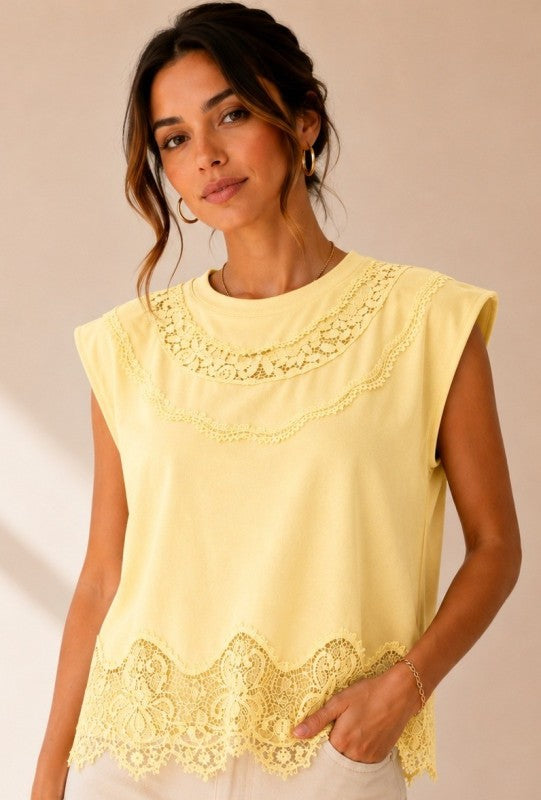 Lace Yellow T-Shirt