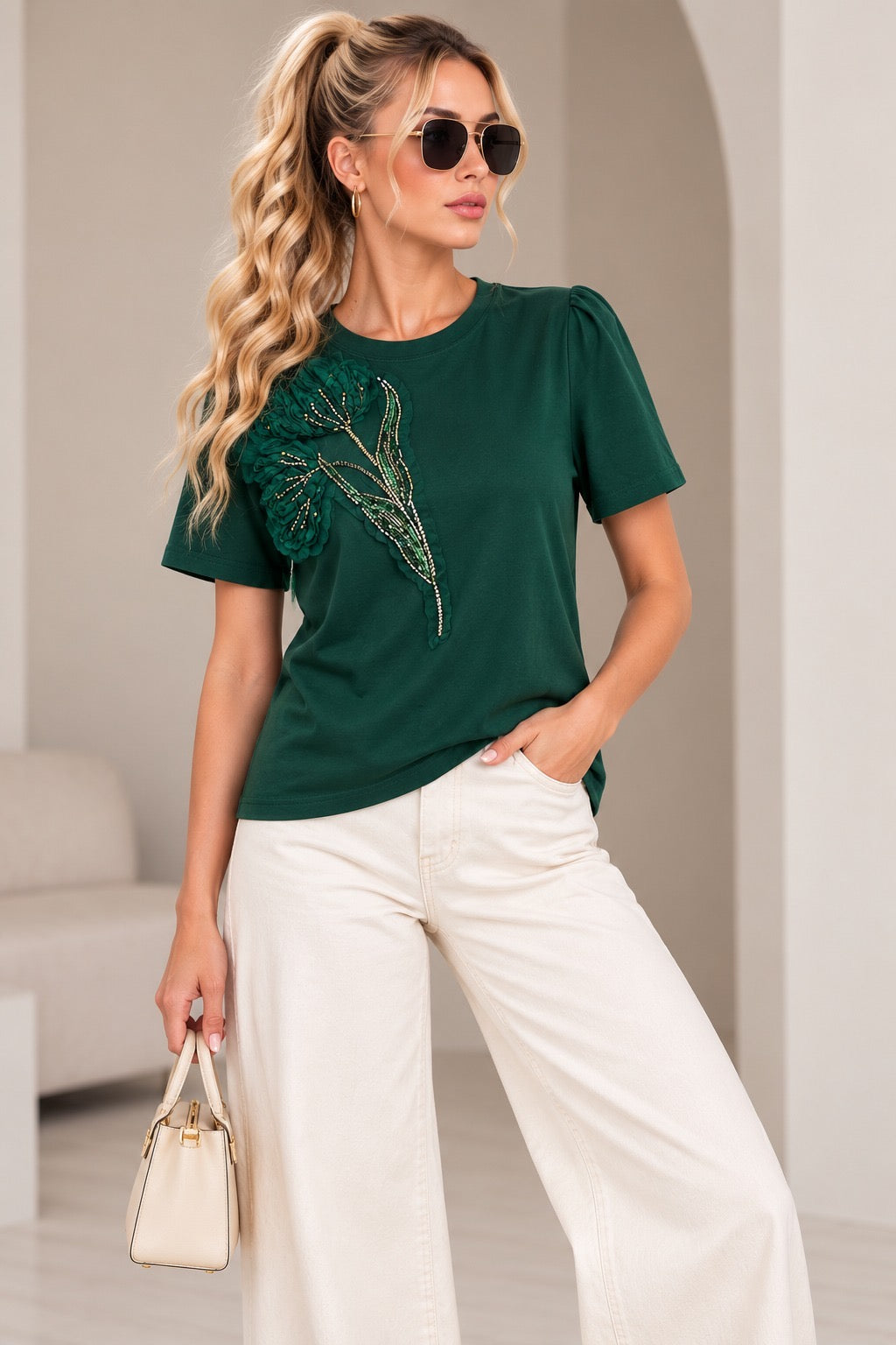 Green Embroidery Shirt