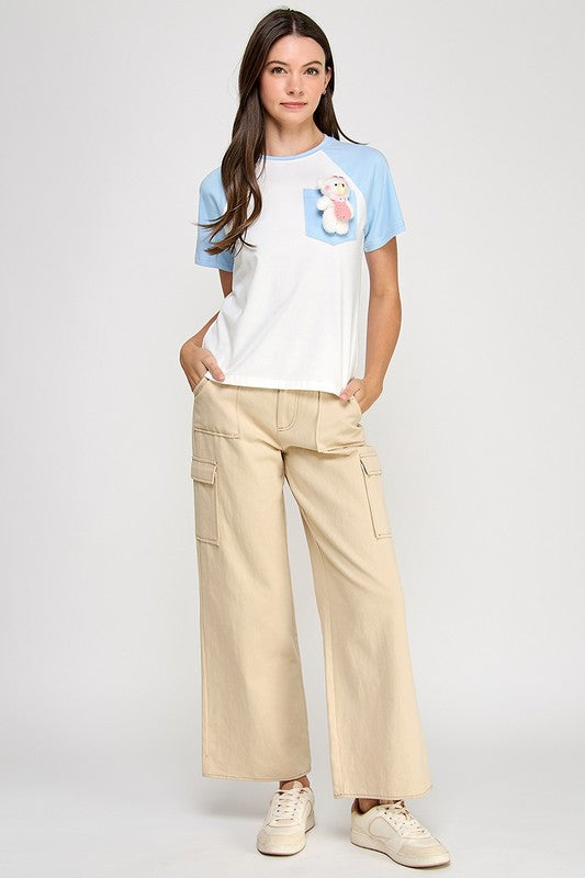Blue Attachable Pin Doll T-Shirt