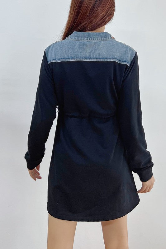 Long Sleeve Contrast Mini Dress