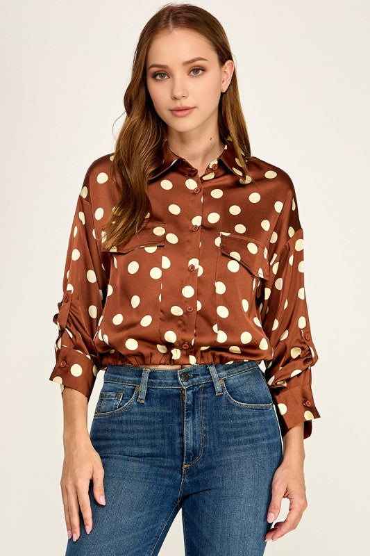 Pre-order June 22 Brown Satin Shirt
