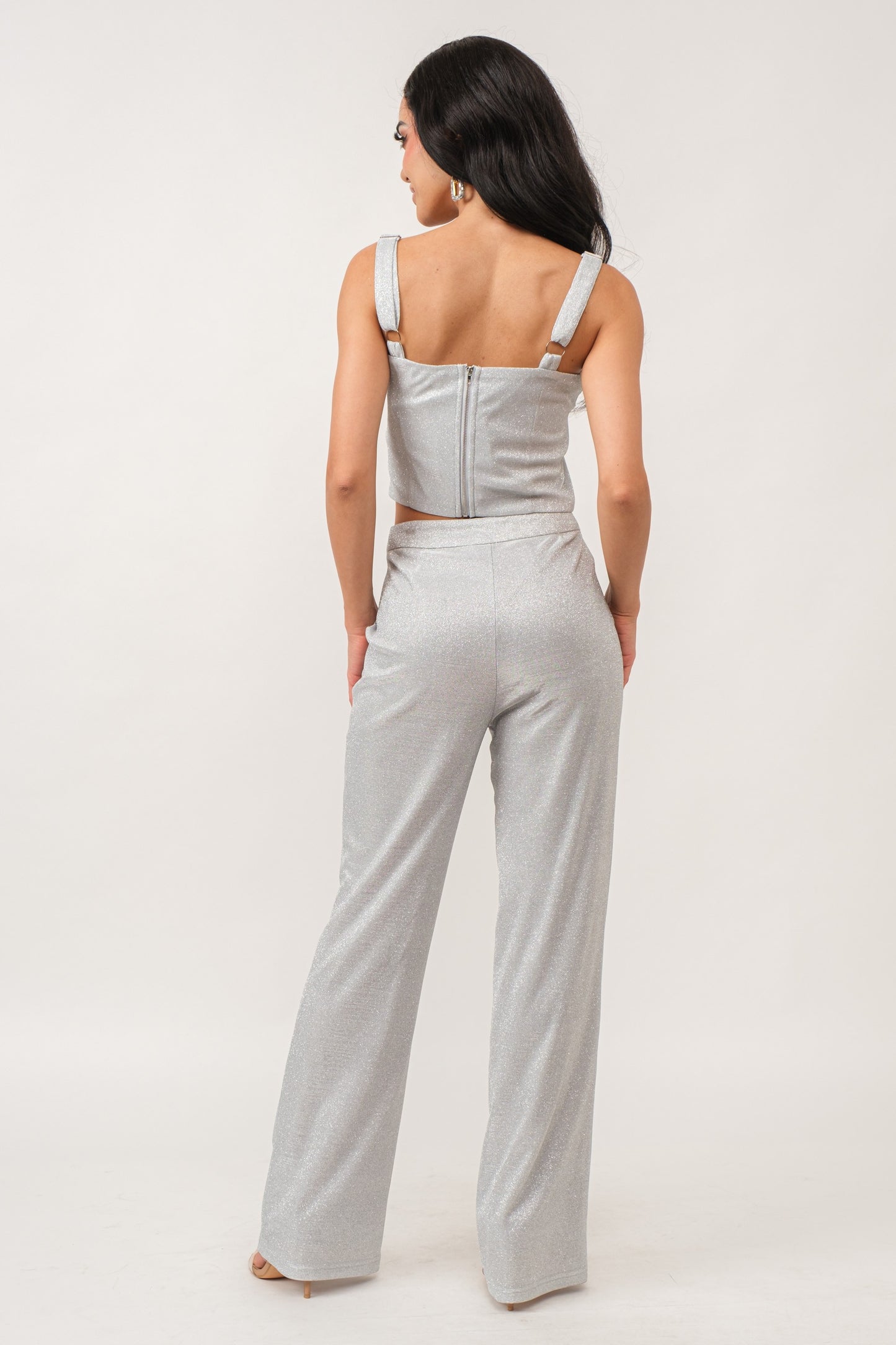 Glamour Glitter High Waist Wide Leg Pant