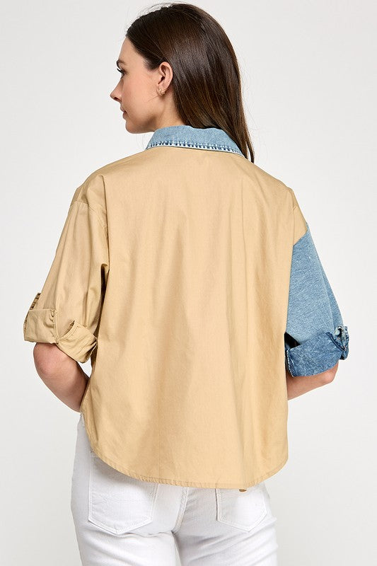 RE-STOCK Khaki Unbalance Shirt