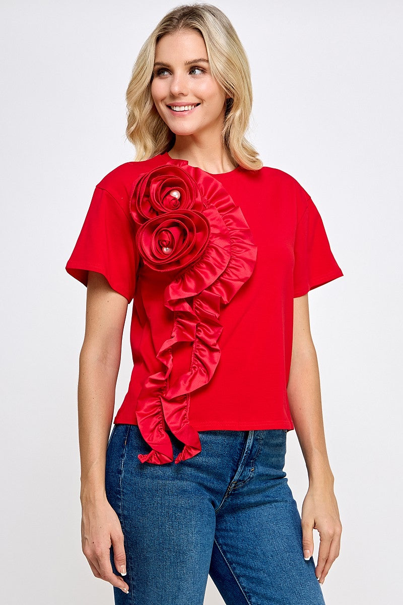 Ruffle Detail T Shirt
