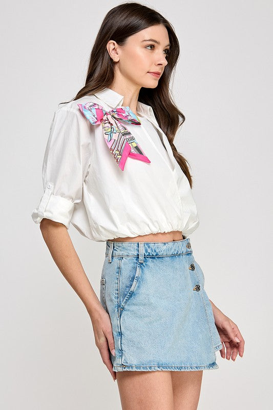 White Ribbon Detail Top