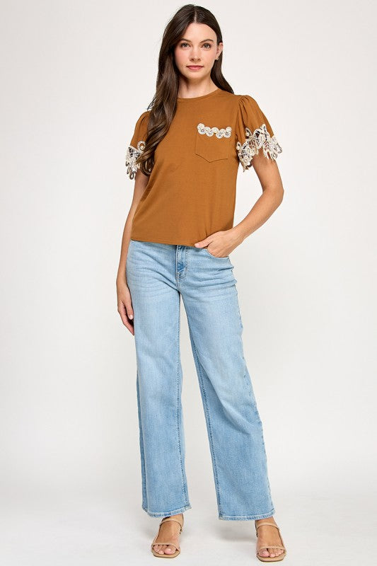 Brown Lace T-Shirt