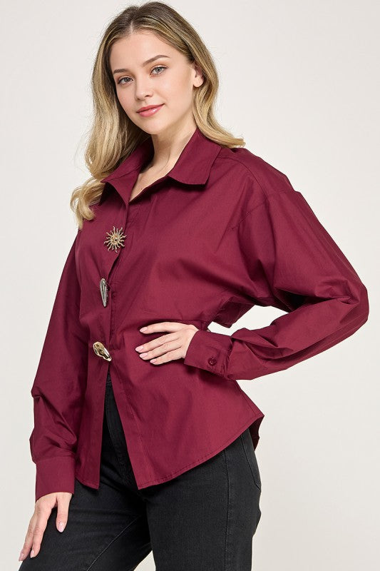 Burgundy Long Sleeve Shirt