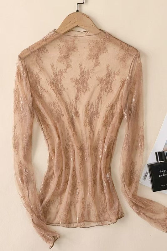 Gold Lace Mesh Top