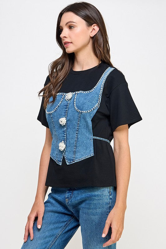 Color Block Corset T-Shirt