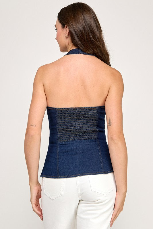 Pre-order Oct 18 Denim Halter Top