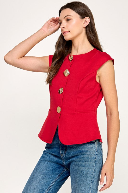Pre-order Agosto 30 Red Gold Botton Vest