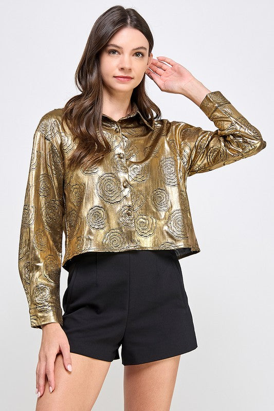 Gold Long Sleeve Button Down Shirt