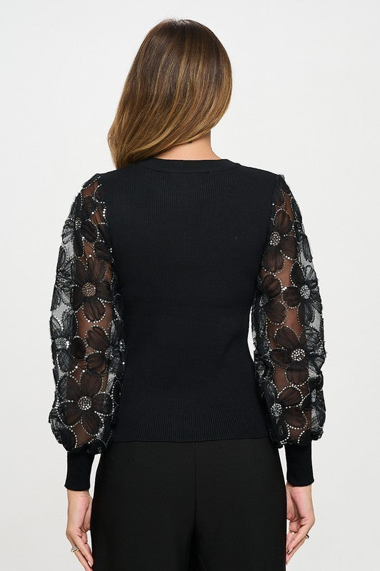 Flowers Sleeves Sweater