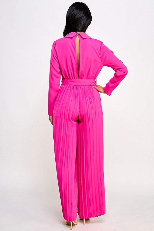 Lime Long Sleeve Jumpsuit with pleated bottom
